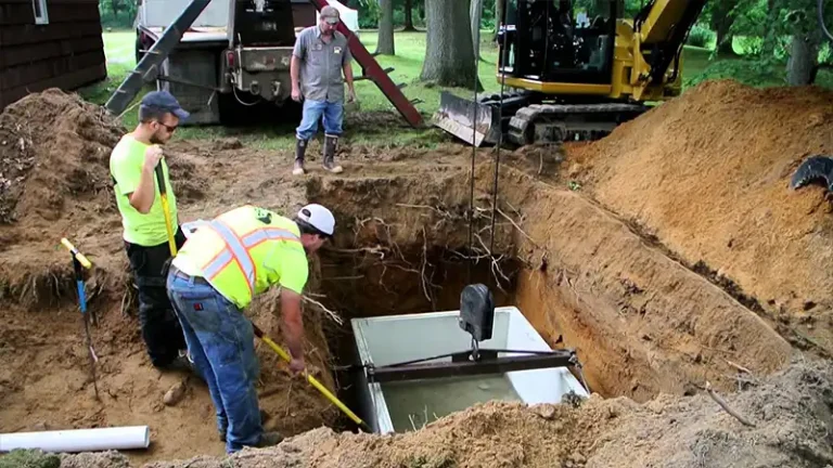 Workers installing a septic tank system in Clearwater